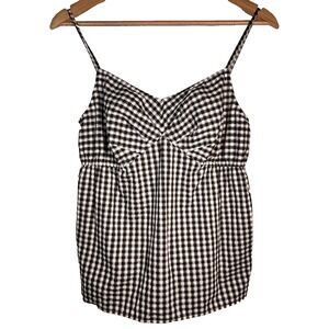 Ann Taylor LOFT Babydoll Tank Top Womens 4 Gingham Picnic Cottagecore Babydoll